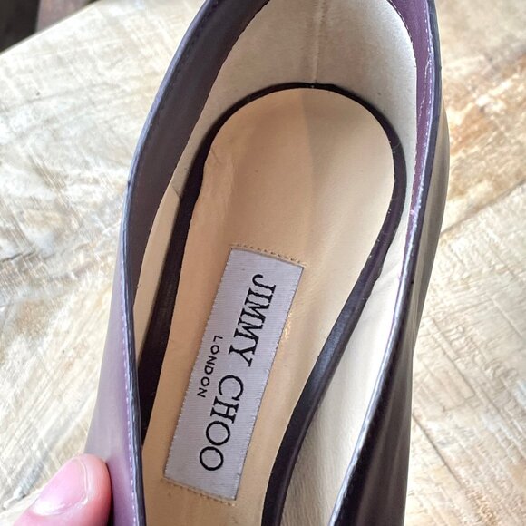 Jimmy Choo Purple Eggplant Lark Ankle Strap V Booties - Picture 9 of 10